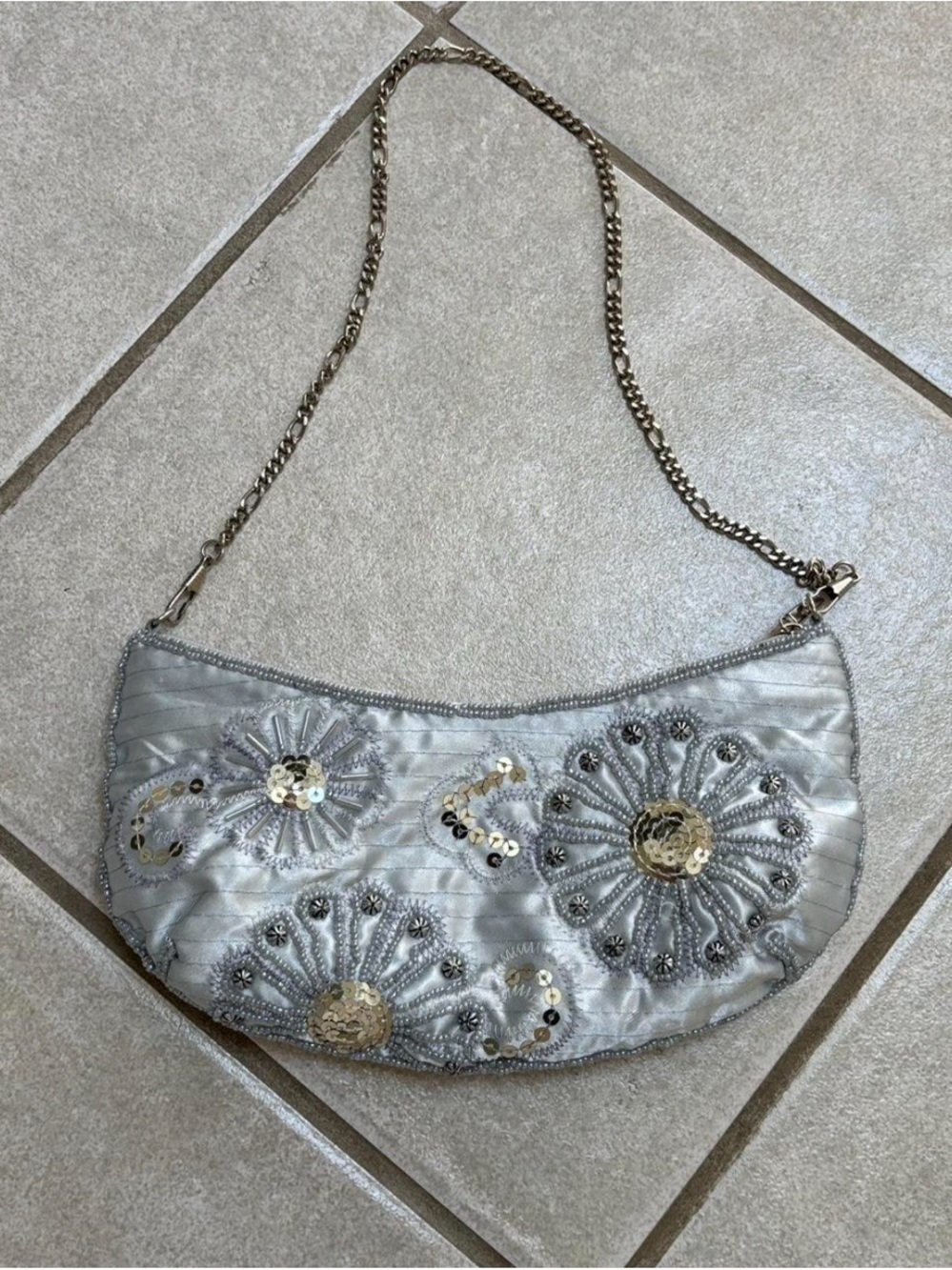 Blue beaded mini bag